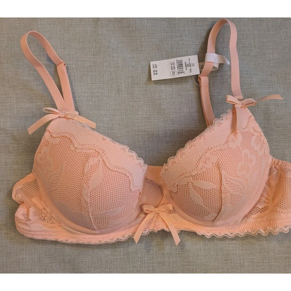 Aerie 34B Plunge Pink Pushup Bra NWT Adjustable Straps Underwire Padded